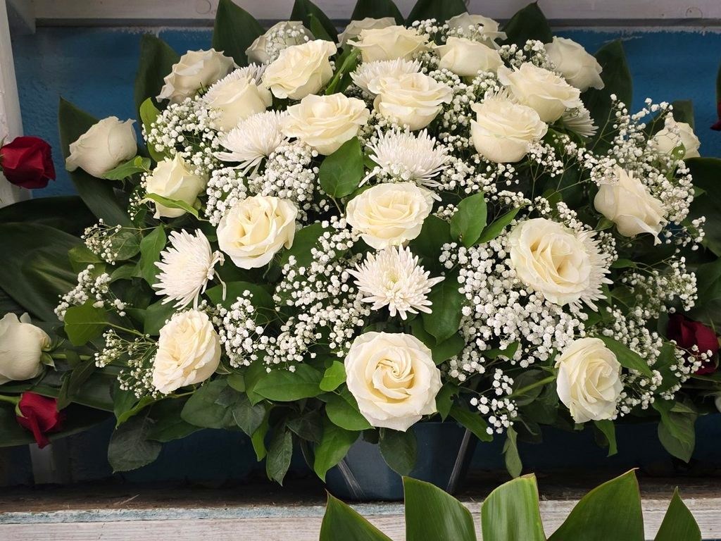 White rose wedding bouquet made to order in Los Angeles